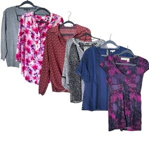 Lot of 6 Women's Work Blouses Tops Cardigan DKNY Mixed Brands Size Small
